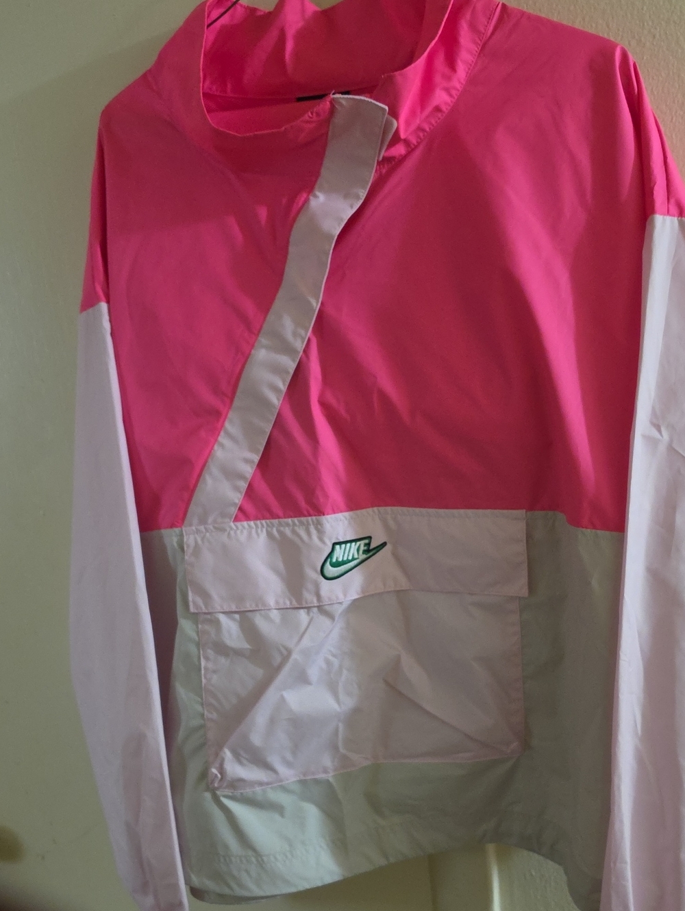 Nike Pink and White Colorblock Pullover Windbreaker